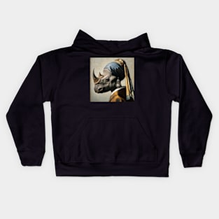 Wildlife Conservation - Pearl Earring Rhino Meme Kids Hoodie